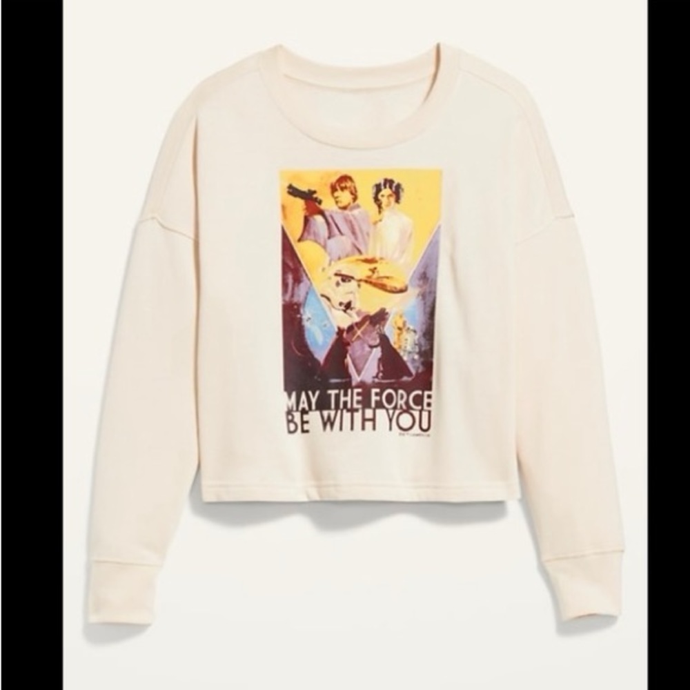 Star Wars Oversized Cropped Licensed Pop Culture Graphic Sweatshirt for Women